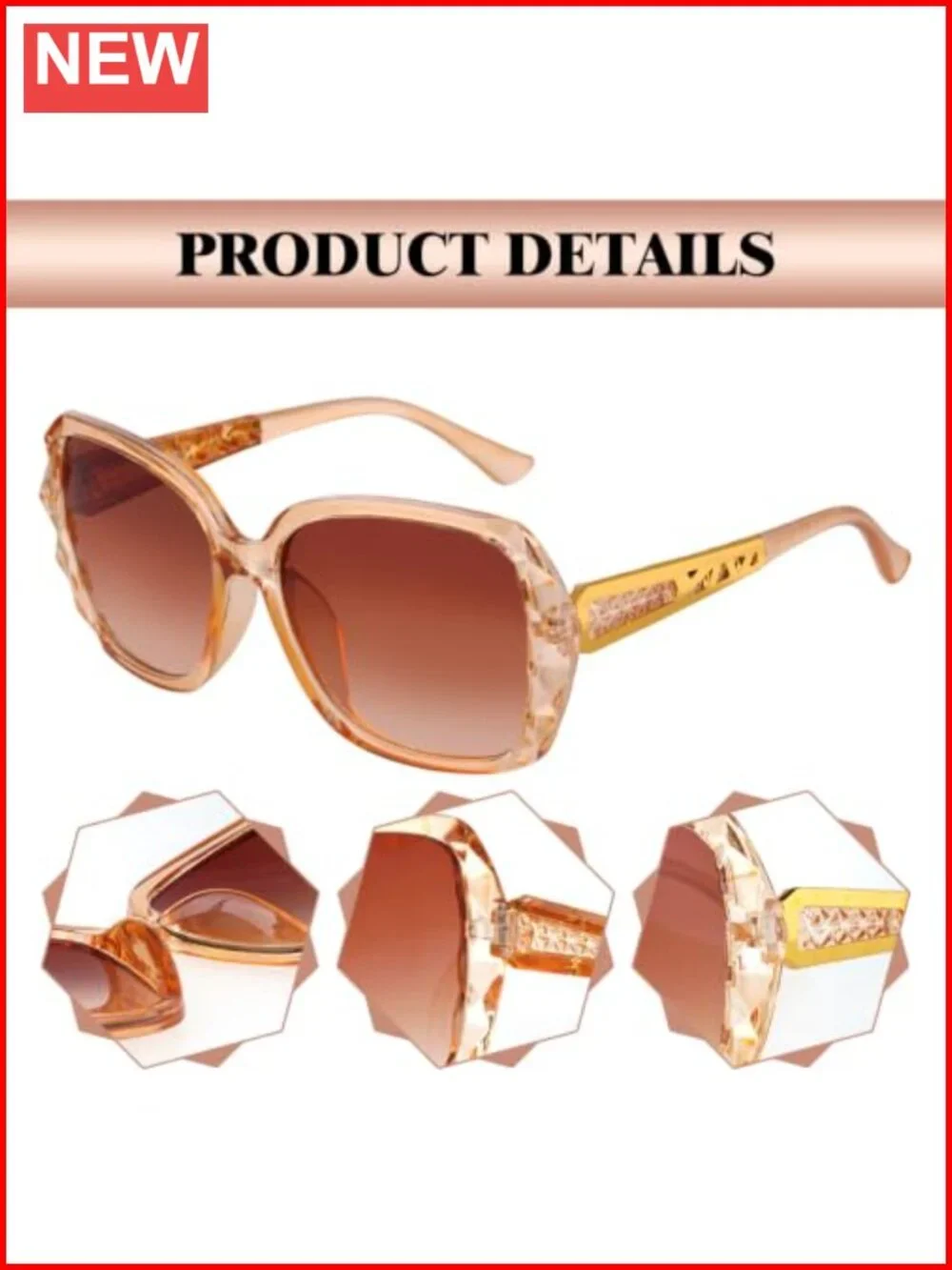 Polarized Square Sunglasses Oversized UV400 Protection for Women Men